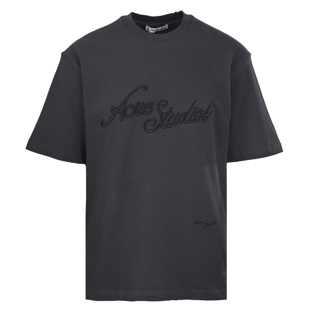 Acne Studios Script‑Embossed Textured‑Jersey Oversized Crew‑Neck T‑Shirt