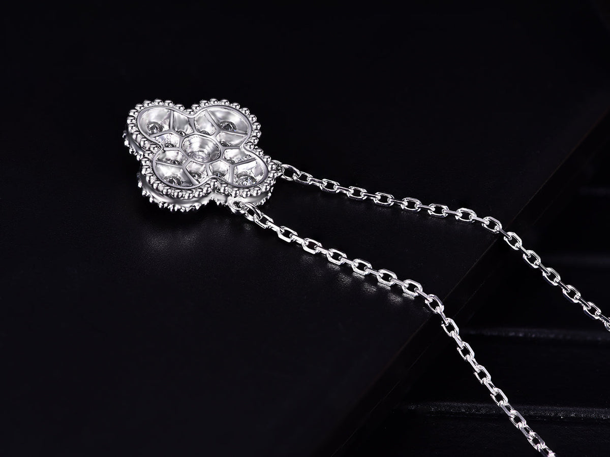 Van Cleef & Arpels CLOVER SILVER DIAMOND NECKLACE