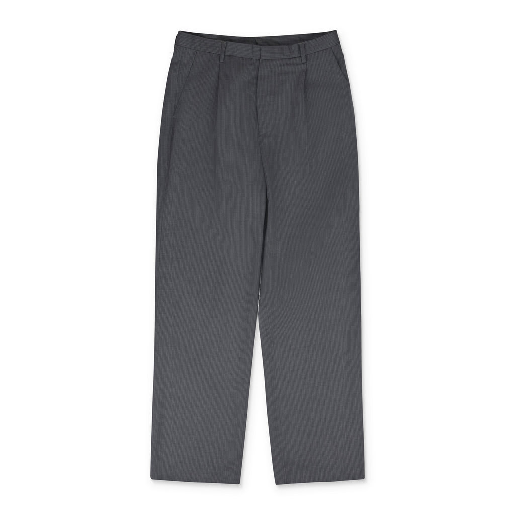 Grey Pleated Striped Trousers