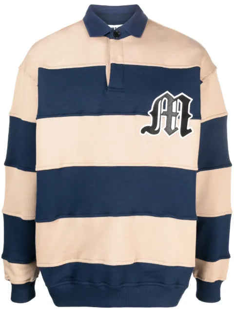 MSGM logo-patch striped polo sweatshirt