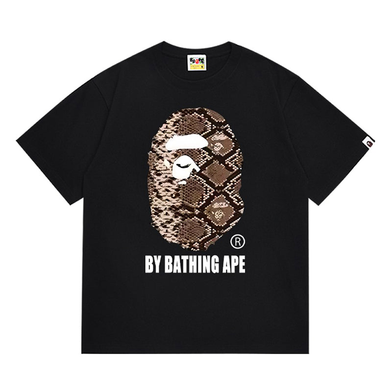 BAPE Snake Pattern Ape Head Men's T-Shirt - Black