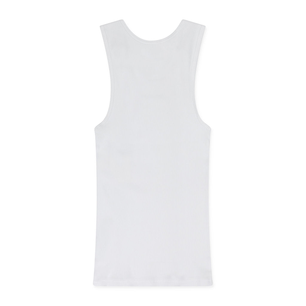 White Embroidered Logo Tank Top