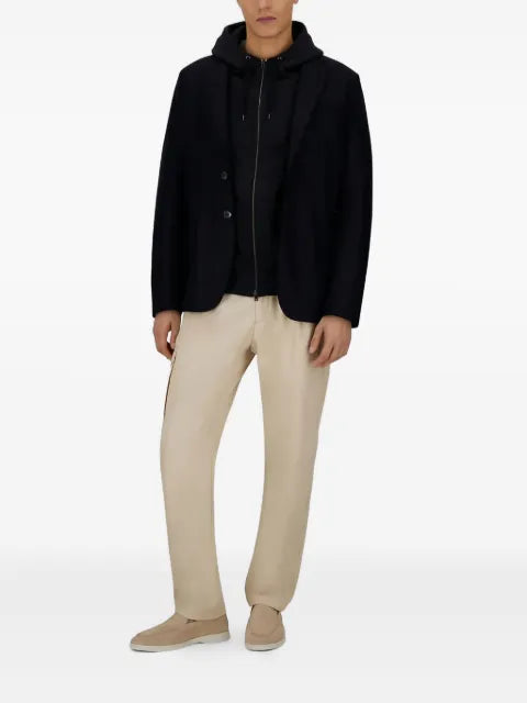 Herno ribbed panelled zip-front hoodie