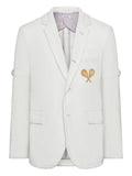Thom Browne wool seersucker tennis embroidery sportcoat with armbands