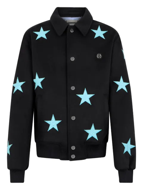 Philipp Plein star-print wool shirt jacket