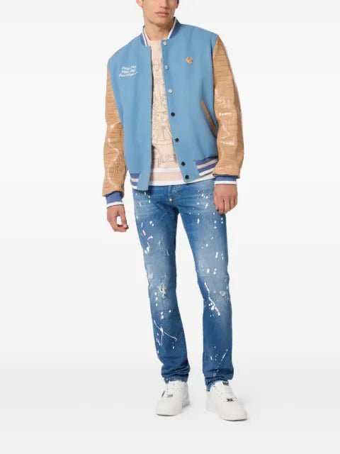 Philipp Plein blue bomber jacket