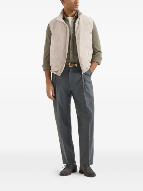 Brunello Cucinelli  suede down vest with packable hood