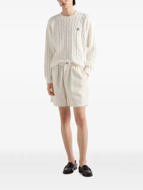 Prada cable-knit logo-embroidered sweater