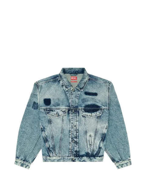 Diesel trucker jacket with patch effects