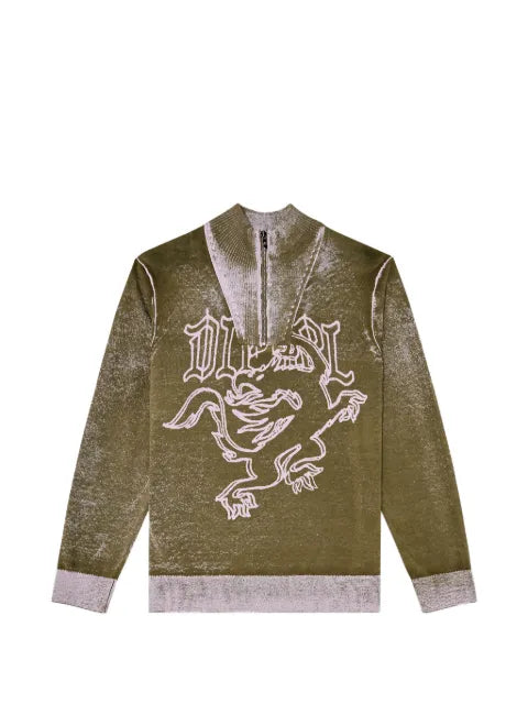 Diesel griffin-motif half-zip sweater