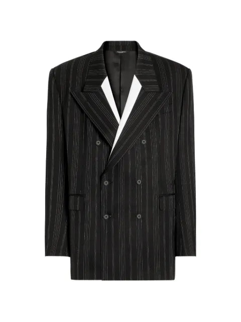 Dolce & Gabbana Sicilia double-breasted pinstriped virgin wool jacket