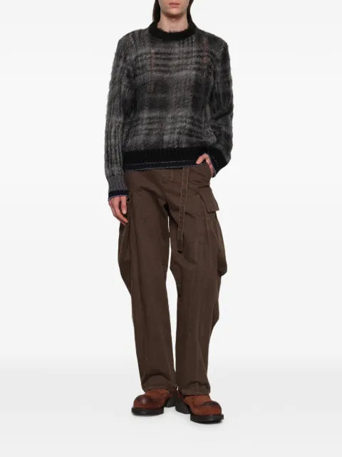 sacai plaid mohair-blend sweater