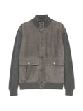 Brunello Cucinelli suede-panel ribbed jacket