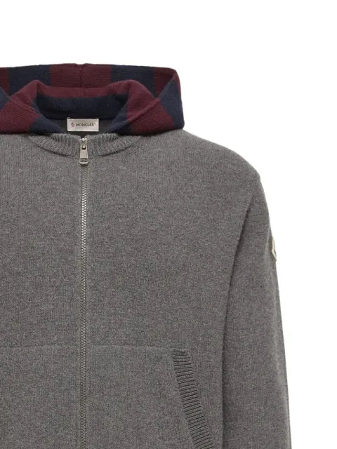 Moncler striped hood wool & cashmere cardigan