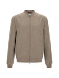 Brunello Cucinelli mélange-texture zip-up bomber jacket