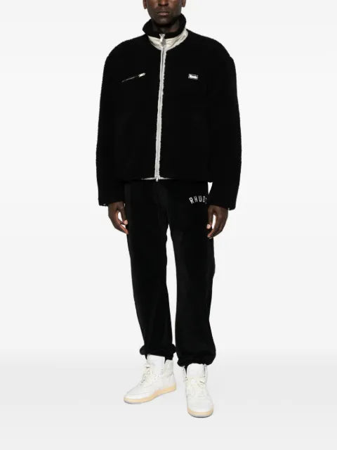 RHUDE logo-patch fleece jacket