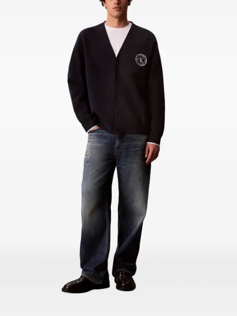 Calvin Klein logo-patch V-neck cardigan