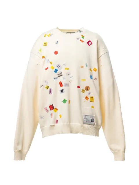 Maison MIHARA YASUHIRO price tag sticker printed knit sweater