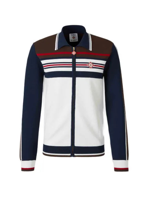 Casablanca Café Culture striped zip-up bomber jacket