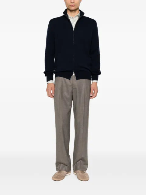 Soft Goat zip-up high-neck cardigan