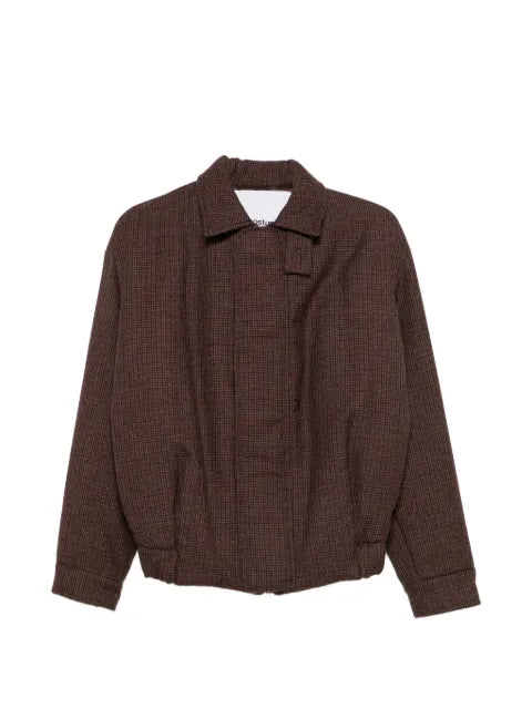 Costumein houndstooth-pattern zip-up jacket