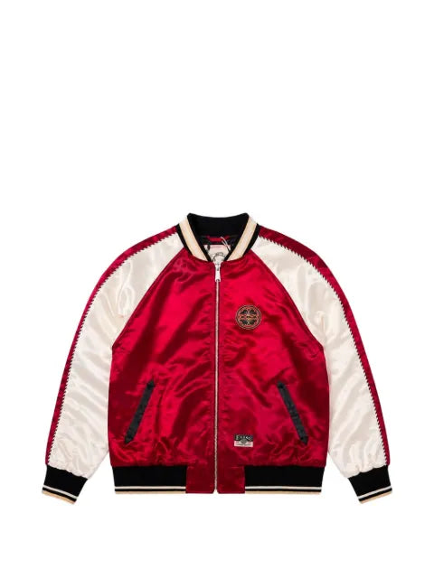 EVISU logo-patch embroidered bomber jacket