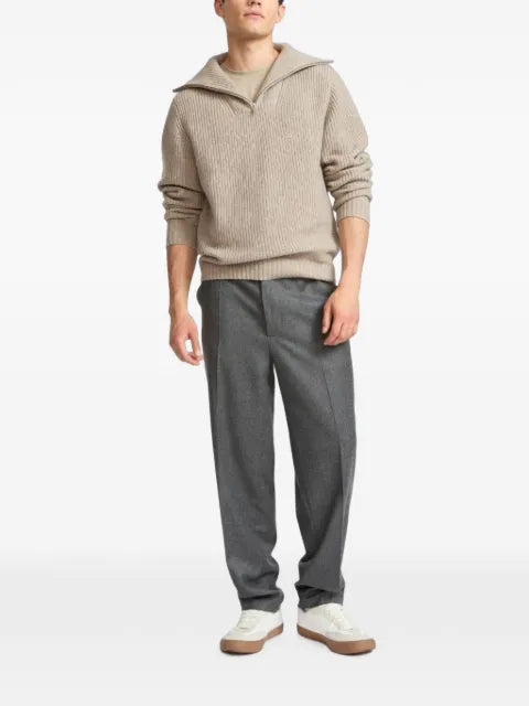 Yves Salomon ribbed-knit half-zip sweater