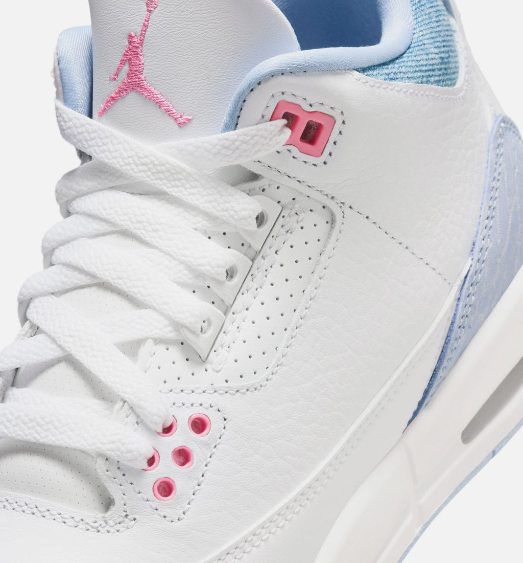 Air Jordan 3 Retro Cobalt Bliss – Grade School Lifestyle Shoe in White/Cobalt Bliss/Football Grey/Pink Glow