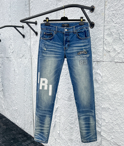 Distressed Biker Denim Jeans – Slim Fit Stacked Streetwear Pants