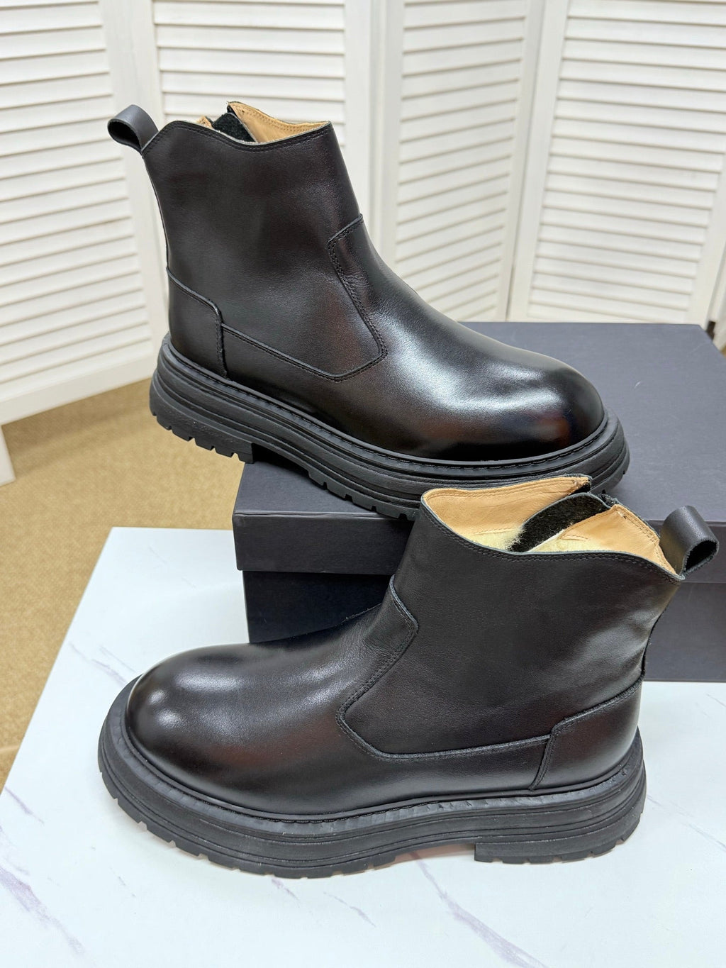 UGG Black Leather Side-Zip Boots