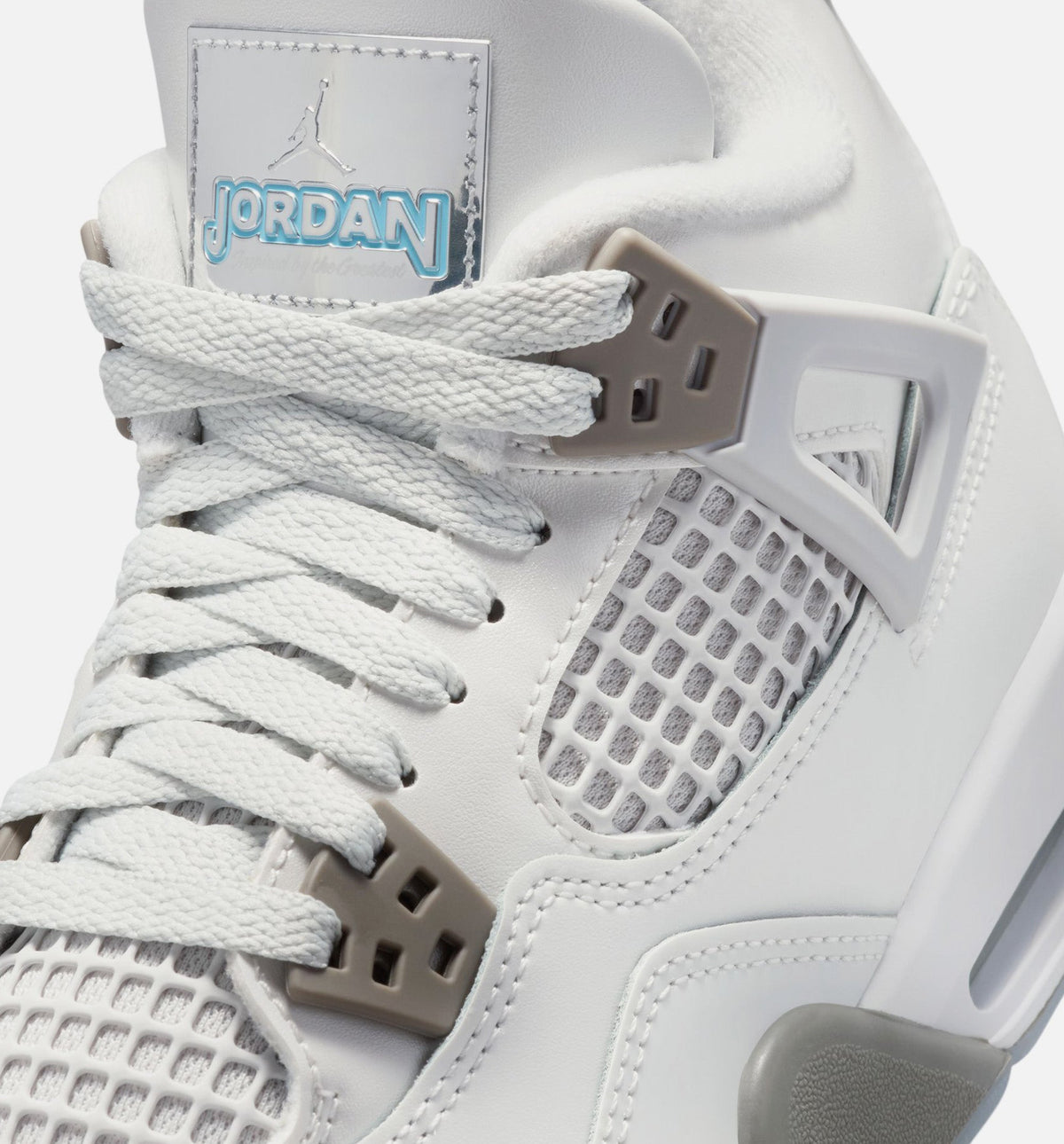 Air Jordan 4 Retro Blue Chill Grade School Lifestyle Shoes - Photon Dust/Blue Chill/Flat Pewter/White/Blue Tint
