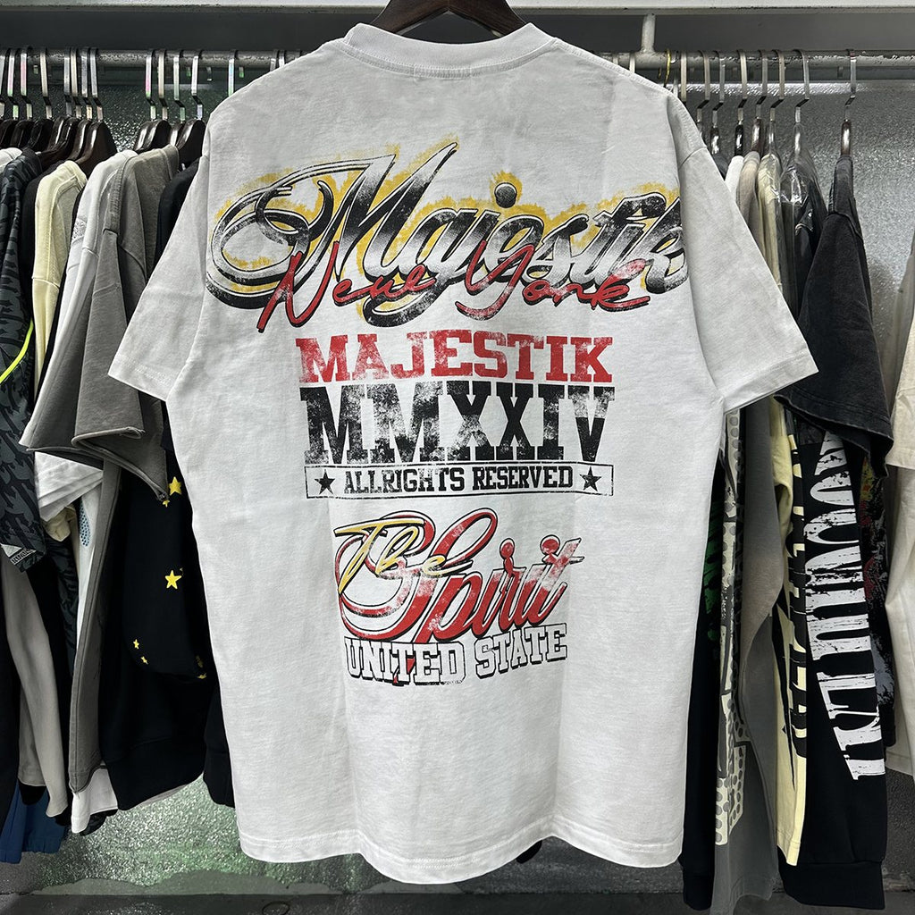 MAJESTIK Liberty Statue Rhinestone Graphic T-Shirt