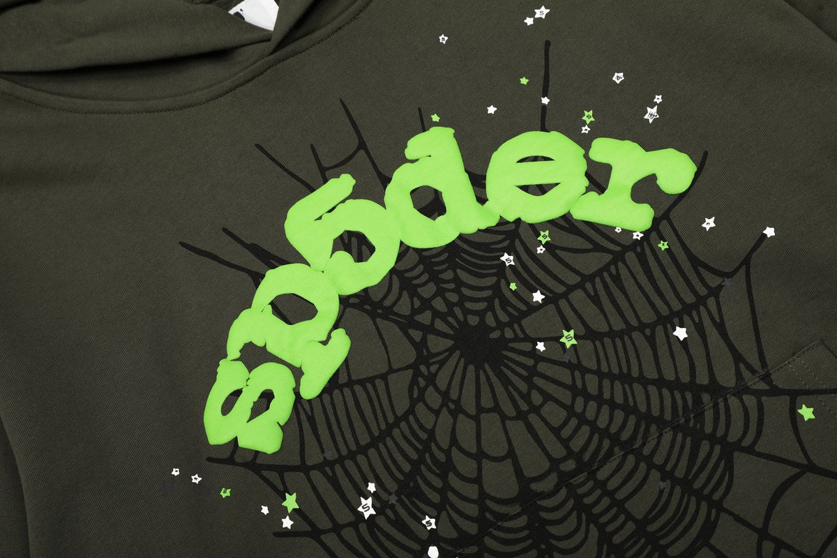 Sp5der Dark Olive Spider Web Star Matching Set