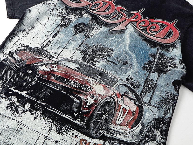 Godspeed Super Run Sunday Car Graphic Short-Sleeve T-Shirt