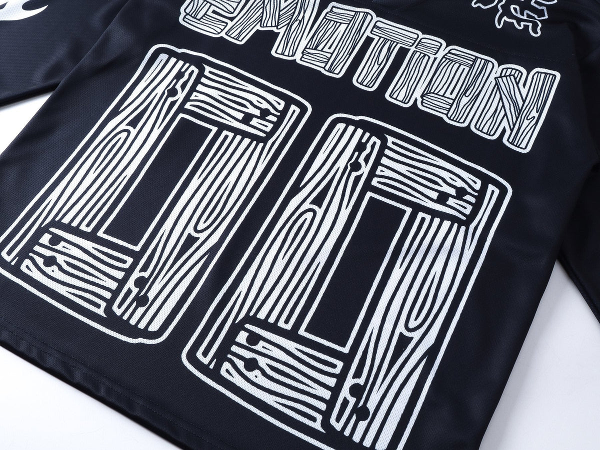 MIXED EMOTION V-Neck Jersey-Style Long-Sleeve T-Shirt