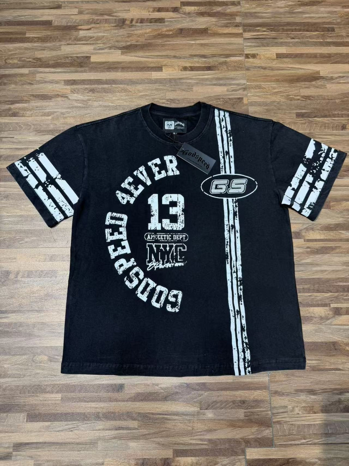 Godspeed Washed Black Distressed Graphic T-Shirt