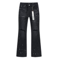 Purple Brand Black Paint-Splatter Distressed Flared Jeans