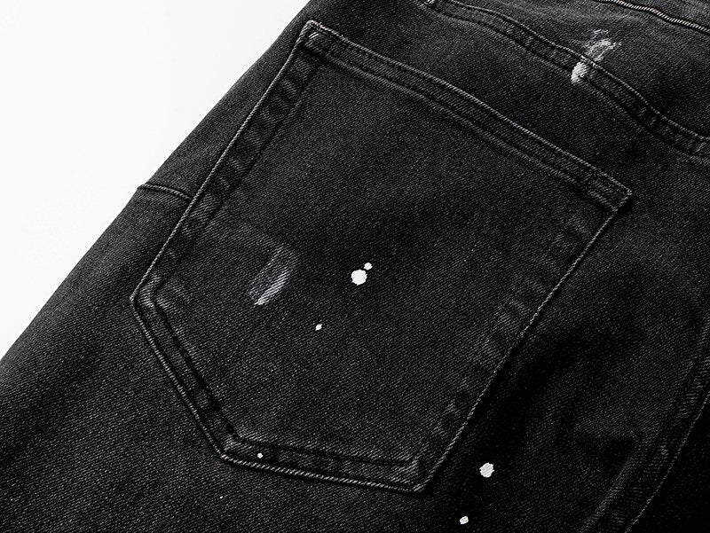 Purple Brand Black Paint-Splatter Distressed Flared Jeans