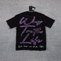 Wing Tonight Life Purple Script Graphic T-Shirt