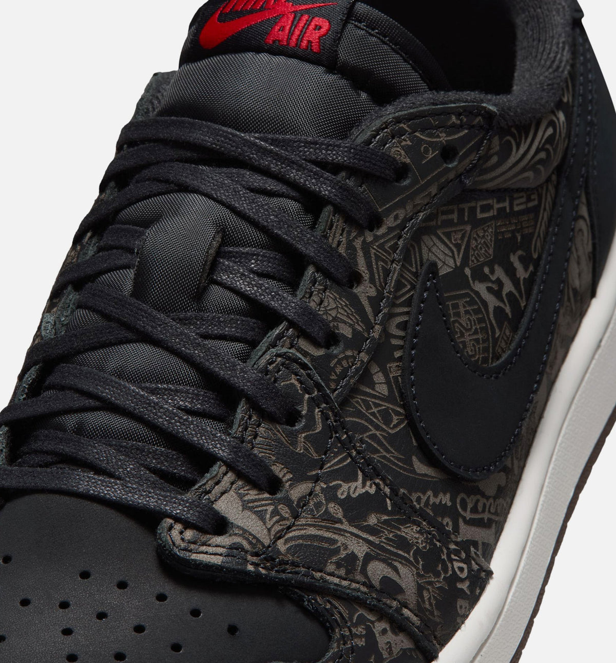 Air Jordan 1 Retro Low OG Laser Black and Varsity Red Men's Lifestyle Shoe – Black/Varsity Red/Summit White