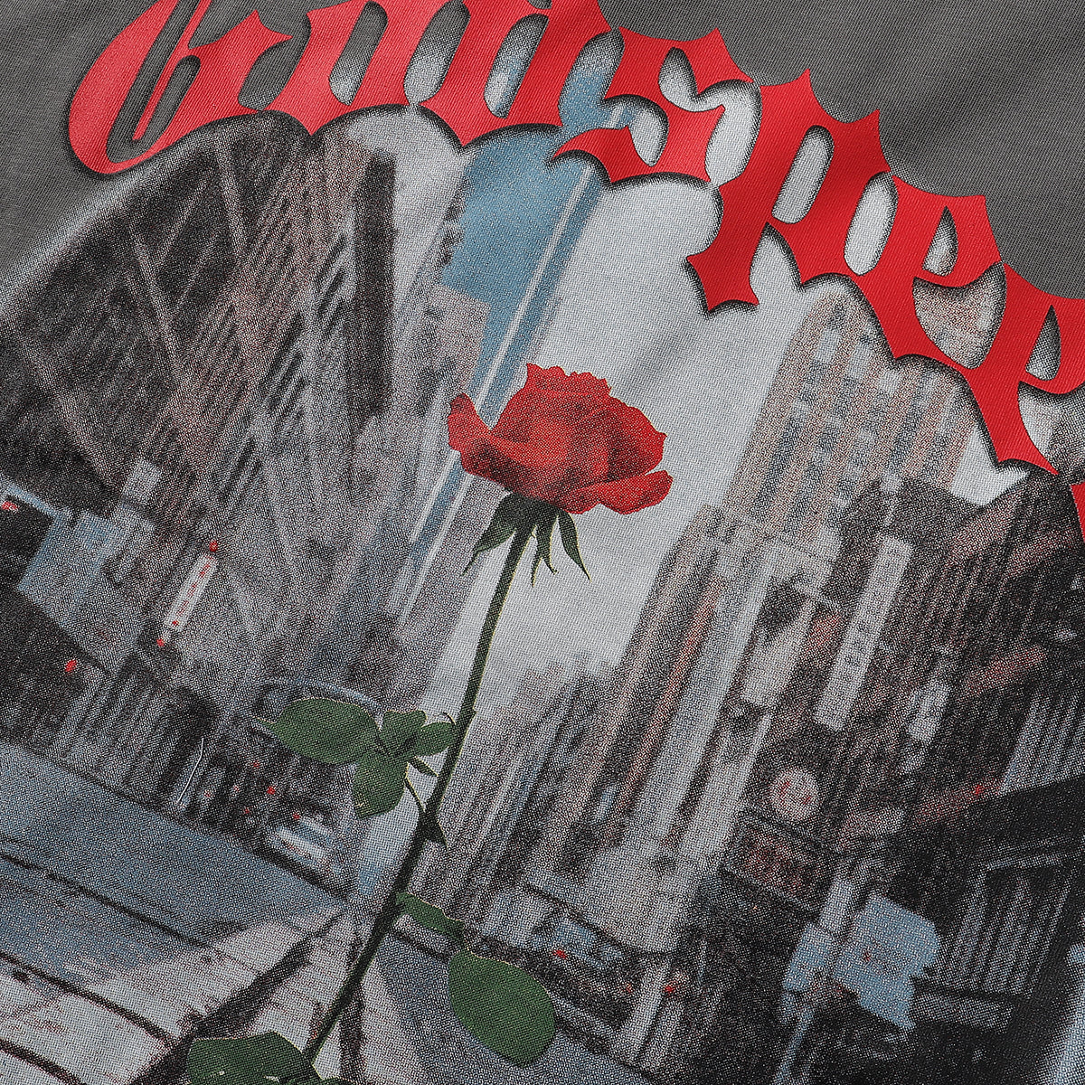 Godspeed T-shirts Street View Rose Print Cotton Casual Short Sleeve Men and Women