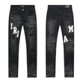 Amiri Varsity Letter Patch Distressed Jeans