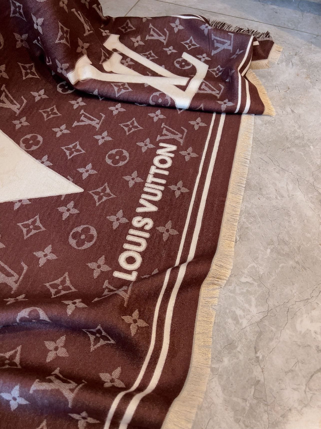 Louis Vuitton Monogram Fringe Square Scarf