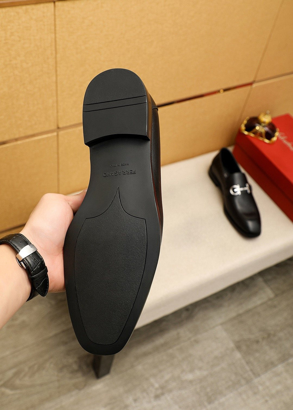 Ferragamo Black Hardware Loafers - Low Heel