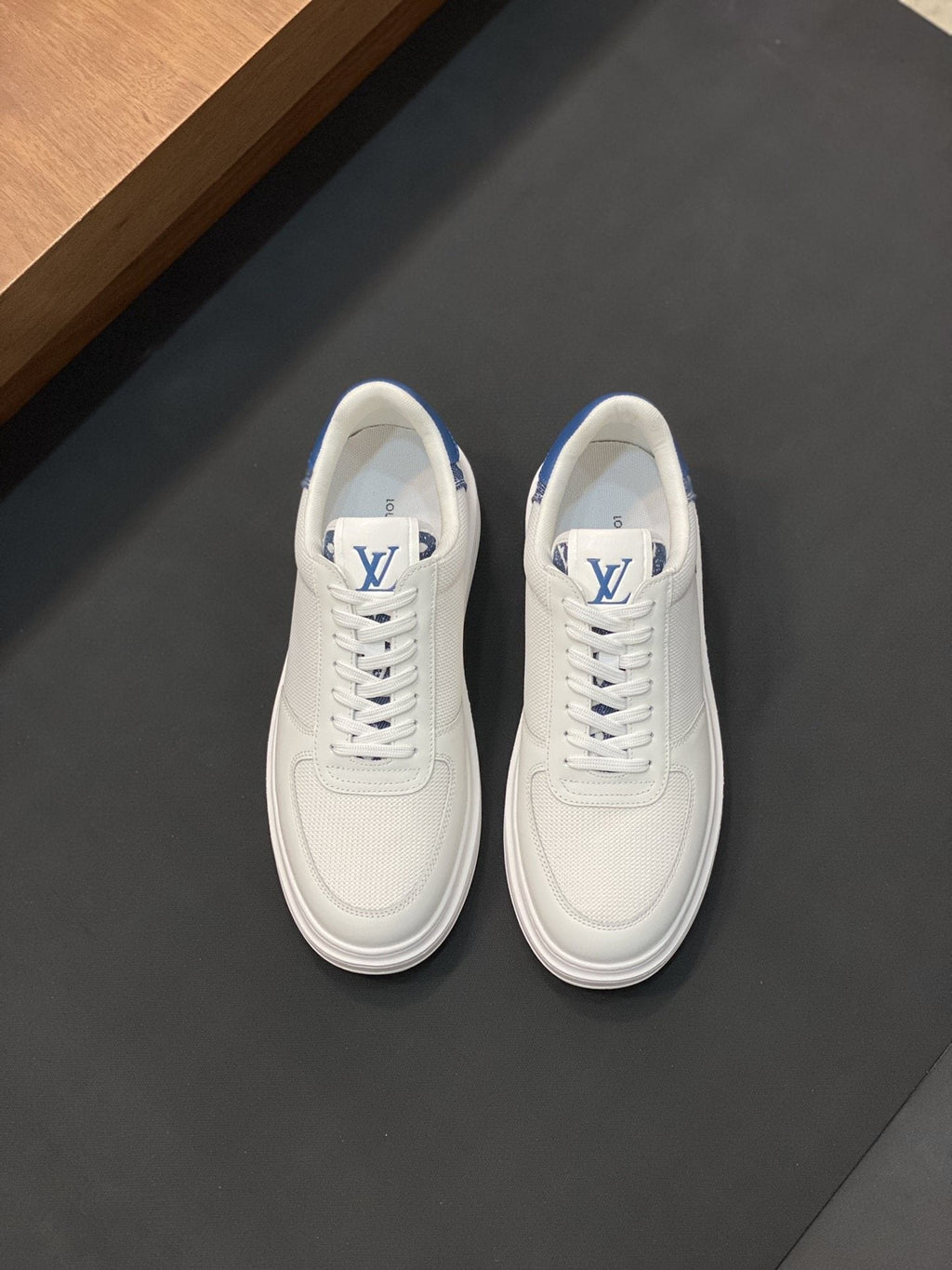 Louis Vuitton White and Blue Low-Top Sneakers