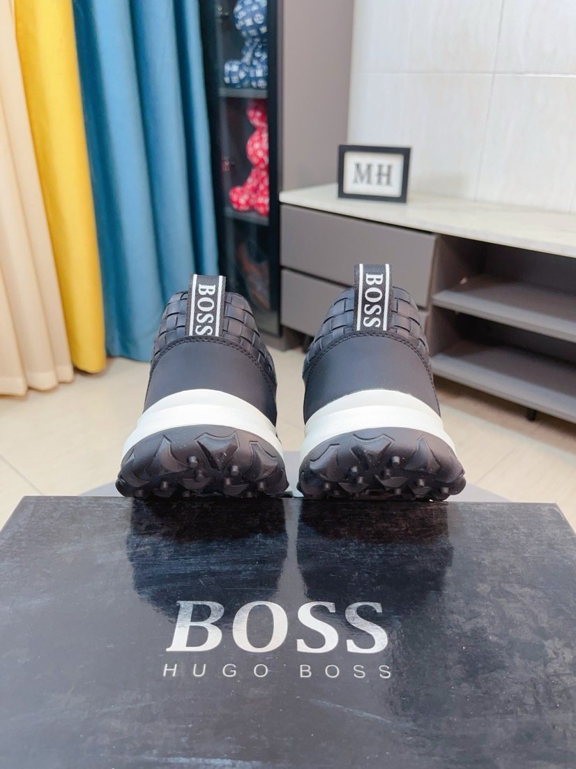 Hugo Boss Dark Gray Woven Panel Sneakers