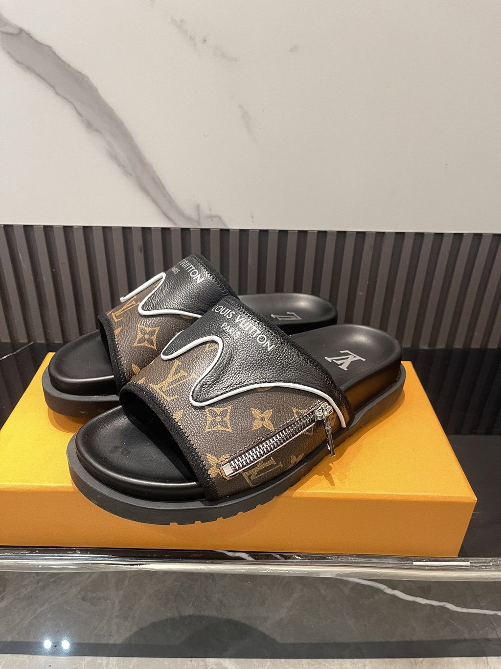 Louis Vuitton Brown Monogram Slide Sandals