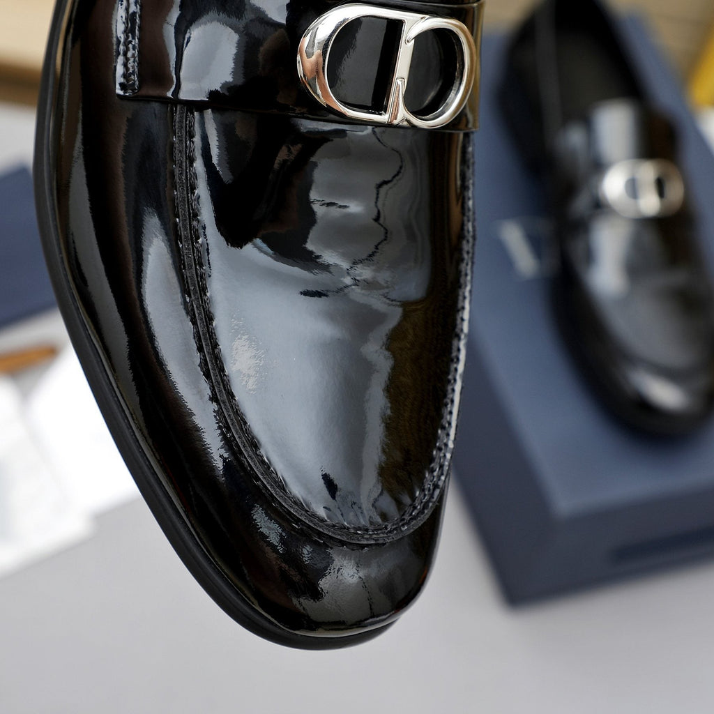 Dior Black Glossy Hardware Loafers
