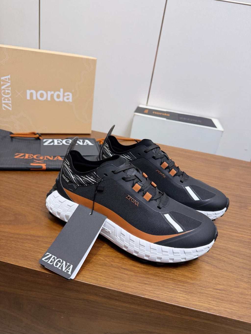 ZEGNA Black Orange Running Shoes