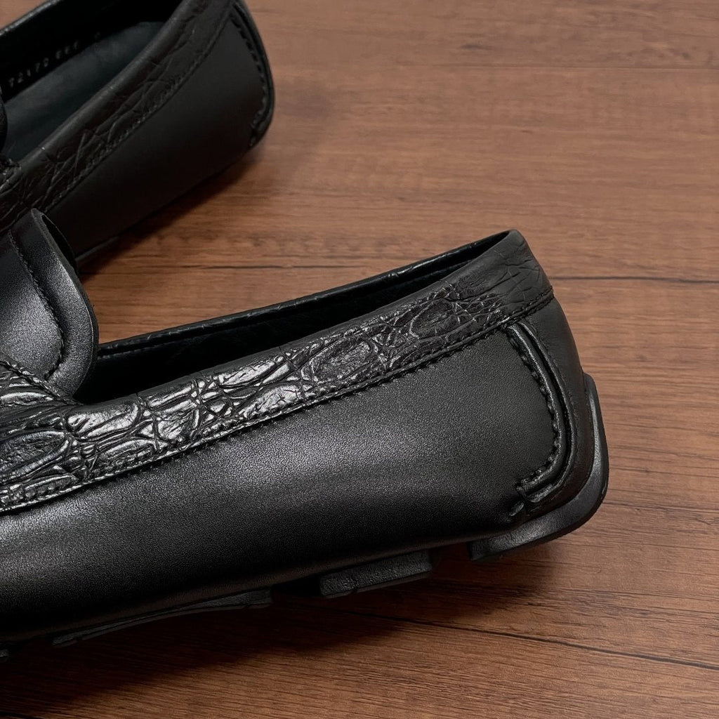 FERRAGAMO Black Horsebit Driving Loafers